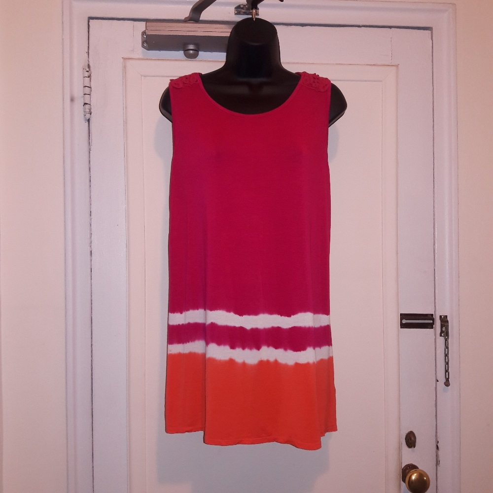 AVENUE Pink White and Orange Tank Top14/16  NWT